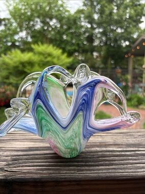 Lavorazione, Arte Murano, Italy Handblown Multicolor Glass Napkin Letter Holdet